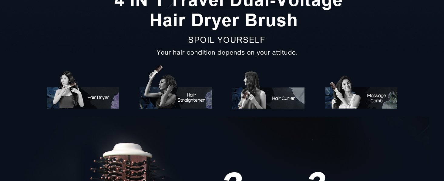 4-in-1 Dual Voltage Hair Dryer Brush