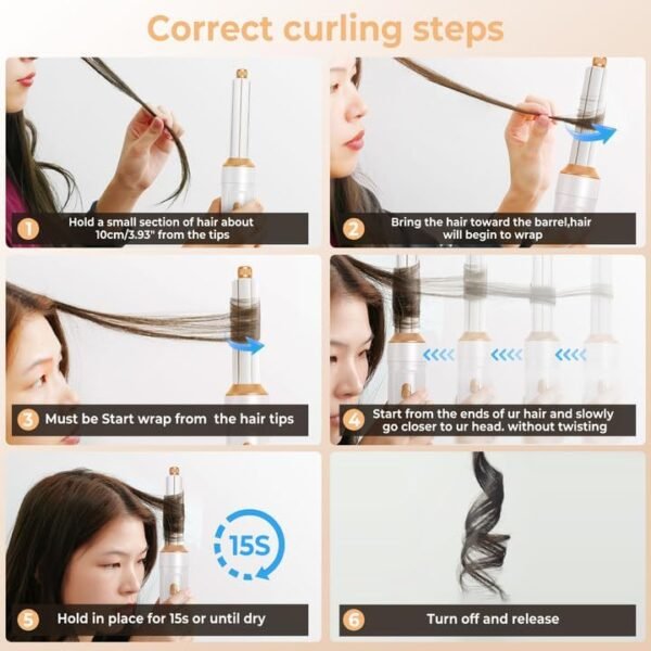 6 in ONE Blow Dryer Brush,Air Curling Iron Round Brush Blow Dryer 800W,Ionic Hair Dryer Brush for Women, Hot Air Brush Hair Styling Tools 100-120V