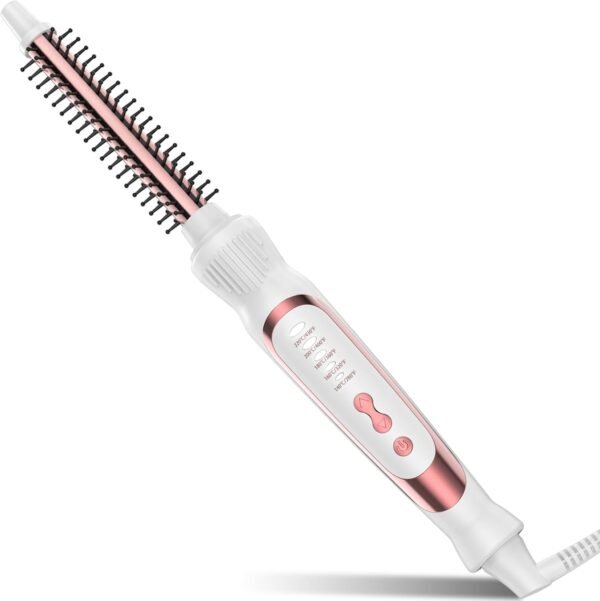 Heated Round Brush, Ceramic Tourmaline Ion 1/2 inch Curling Iron, Hot for Fluffy Thermal Brush Curling Wand, Suitable for All Hair Types Tool (White, 0.5 inch)