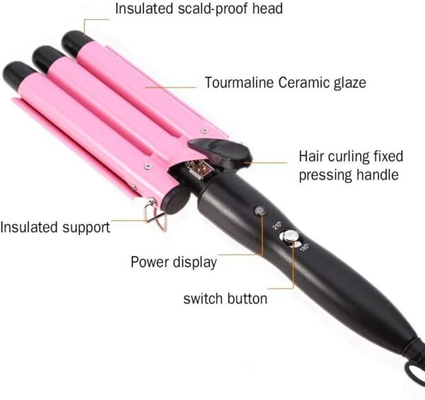 Hair Curling Iron 1 inch 3 Barrel Hair Crimper Ceramic Two Gear Temperature Control Hair Waving Styling Tools
