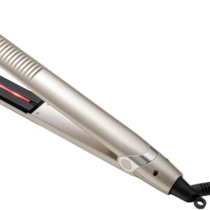 Spa Styler Straight + Wave Flat Iron Hair Straightener and Curler 2 in 1 - Advanced Japanese Technology, Dual Voltage, Titanium Tourmaline Plates with Red Light Therapy, 5 Heat Settings (Gold)