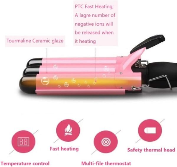 Hair Curling Iron 1 inch 3 Barrel Hair Crimper Ceramic Two Gear Temperature Control Hair Waving Styling Tools
