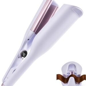 Hair Crimper Wave Curling Iron,Ionic Hair Waver for Short Hair,Ceramic 3 Barrel Beach Waves Crimper,Hair Deep Waver for Women,1.25 Inch
