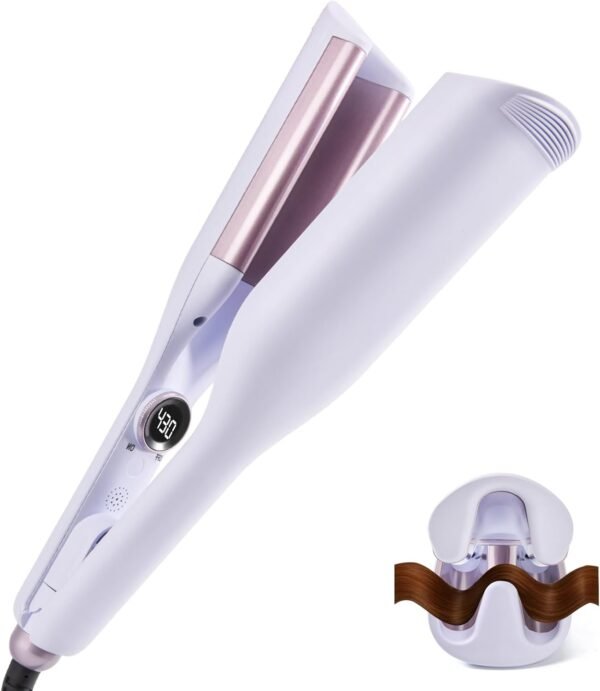 Hair Crimper Wave Curling Iron,Ionic Hair Waver for Short Hair,Ceramic 3 Barrel Beach Waves Crimper,Hair Deep Waver for Women,1.25 Inch