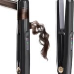 Cordless Hair Straightener 2 in 1 Mini Curler with Emergency Phone Charger Fast Heat 30s 3200mAh Battery 3 Temp up to 390℉ USB-C Rechargeable Portable for All Hair Types（Black）