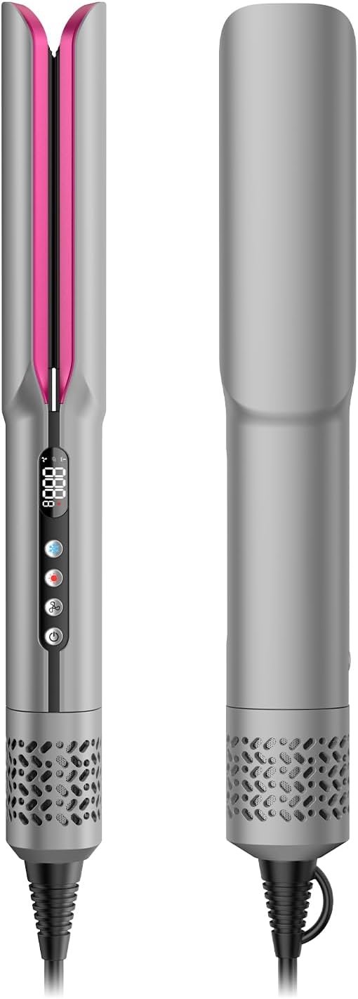2-in-1 Hair Straightener and Blow Dryer, Professional Hair Styling Tool, Pink