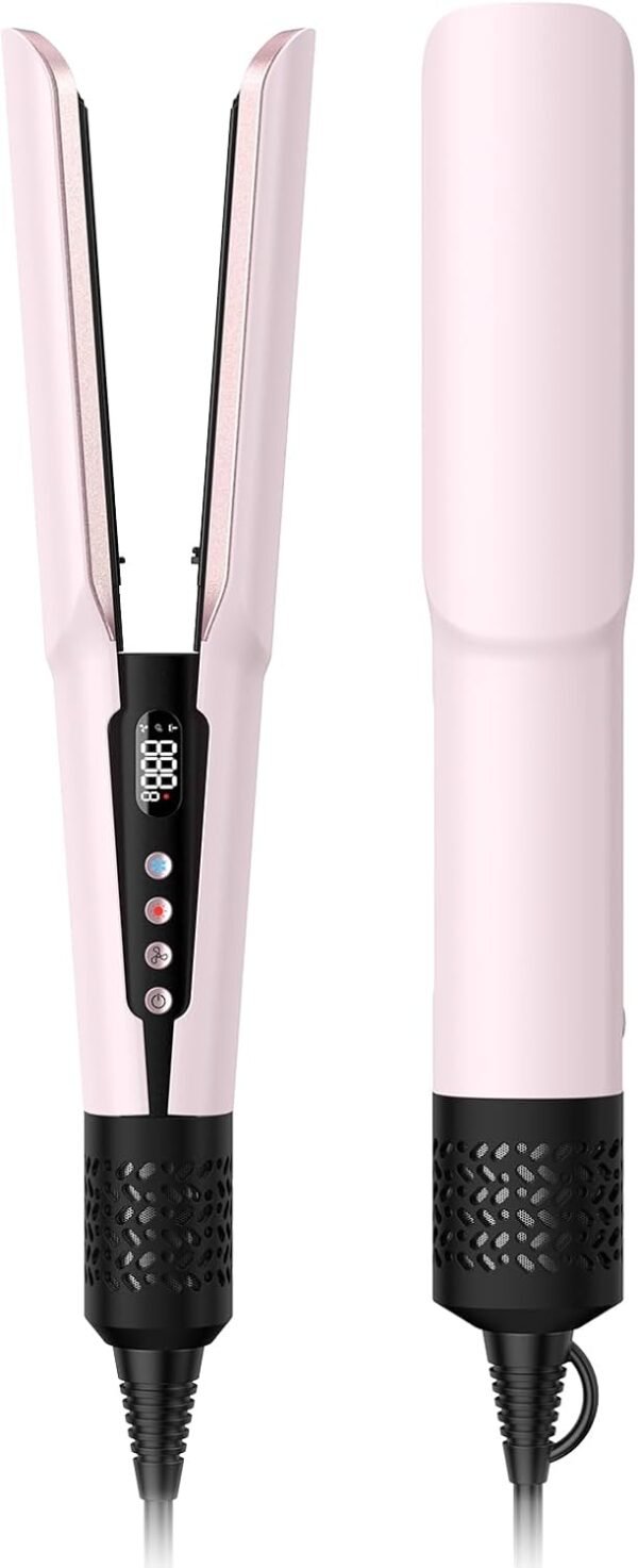 2-in-1 Hair Straightener and Blow Dryer, Professional Hair Styling Tool, Pink