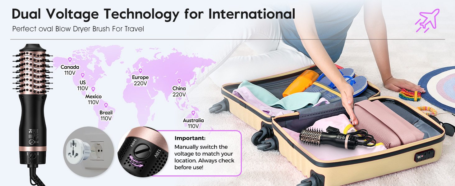 TRAVEL HAIR DRYER BRUSH