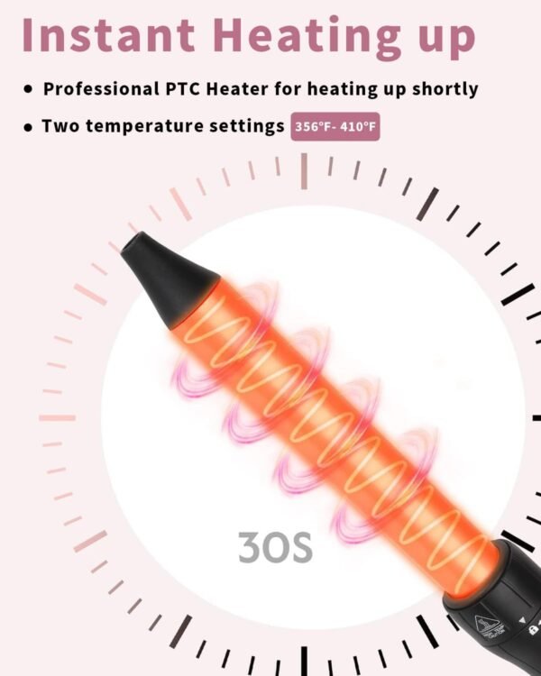 6 in 1 Wand Curling Iron Set, 3 Barrel Curling Wand Set with Thermal Brush (1.5") and 5 Interchangeable Ceramic Hair Wand Curler (0.35"-1.25"), Home Travel Multi Curl, 2 Temp 30S Instant Heat Up