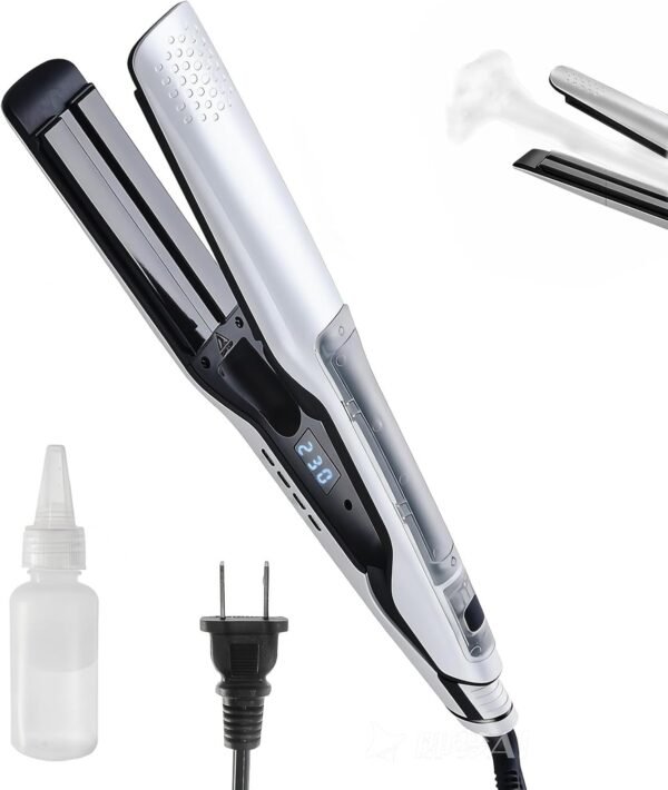 Hair Straightener and Curling Iron 2-in-1 Hair Straightener with Steam Styling Tool for Hair Straightening and Curls 2026 New Grey Ceramic Straightener and Curling Iron for Straight Curly