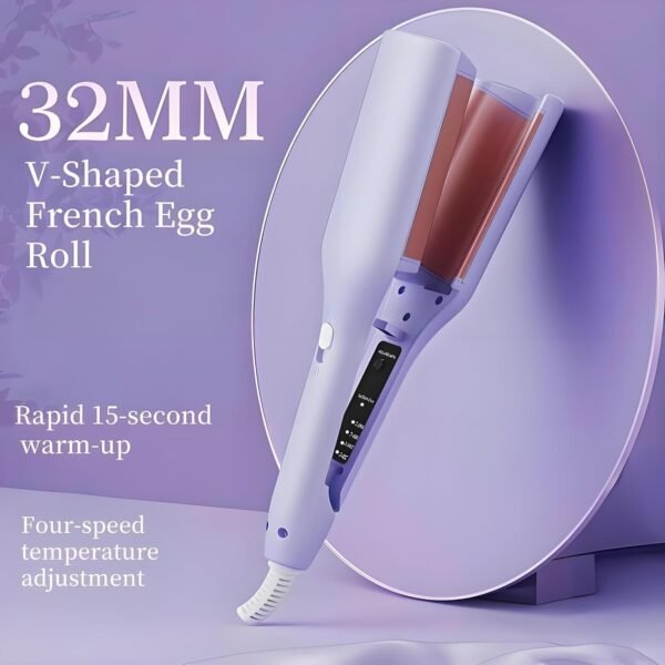 Waver Curling Iron Hair Crimper, 1.25 Inch Ionic Wavy Hair Curler with Ceramic 2 Barrel, Fast Heating Crimper Hair Iron for Wide Deep Waves for Short Long Hair