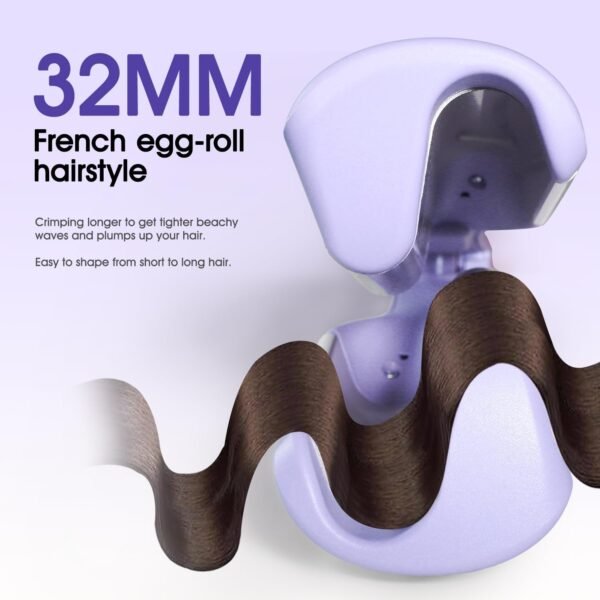 Beach Wave Curling Iron Deep Waver Hair Tool, Mermaid Hair Waver for Women Crimper, Anti-Scald, Dual Voltage, 1.4 Inch Ceramic Double Barrel Wavy Curling Iron, Purple