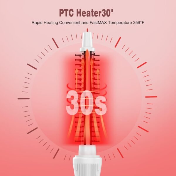 Heated Round Brush, Ceramic Tourmaline Ion 1/2 inch Curling Iron, Hot for Fluffy Thermal Brush Curling Wand, Suitable for All Hair Types Tool (White, 0.5 inch)