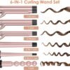 6-in-1 Curling Iron, Professional Instant Heat Up Hair Curling Wand Set with 6 Interchangeable Ceramic Barrels (0.35'' to 1.25'') and 2 Temperature Adjustments, Heat Protective Glove & 2 Clips