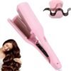Waver Curling Iron, 4 Adjustable Temp Crimper Hair Tool with 2 Ceramic Barrels, Anti-Scald, 15S Fast Heating, 1.25 Inch Crimper Hair Iron for Wide Deep Waves