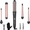 Curling Wand Set, Curling Iron Interchangeable 3 Barrel Wand Curler with Ceramic Tourmaline Professional 5 in 1 Wand Curling Iron,for Women with Curler and Waver