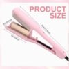 Hair Crimper, Waver Curling Iron Hair Styling Tool with Negative Ionic Technology Crimper Hair Tool for Creating Smooth Waves, French Anti-Scald Wave 32mm Curling Iron for Short Hiar, Pink