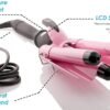 Three Barrel Curling Iron Wand with LCD Temperature Display - 1 Inch Ceramic Tourmaline Triple Barrels, Dual Voltage Crimping Tool, Best Hair Waver for Beachy/Frizz Free Waves (Pink/Black)