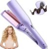 Waver Curling Iron Hair Crimper, 1.25 Inch Ionic Wavy Hair Curler with Ceramic 2 Barrel, Fast Heating Crimper Hair Iron for Wide Deep Waves for Short Long Hair