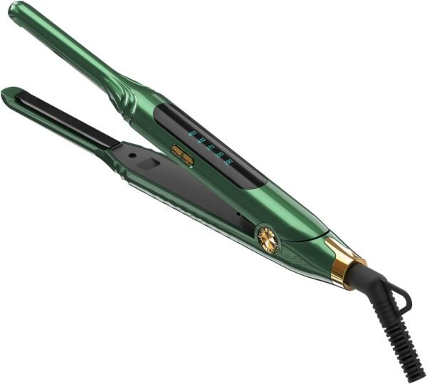 Pencil Flat Iron 3/10'' Small Flat Irons for Short Hair,Pixie Cut & Bangs,Hair Straightener for Edge with LED Display,Travel Mini Hair Straightener with Dual Voltage,Auto Shut Off（Black）