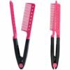 Hair Straightening Set - 2-Pack Flat Iron Comb for Beautiful Tresses, Straightener With Firm Grip, Ideal for Knotty Hair, Styling, Pink