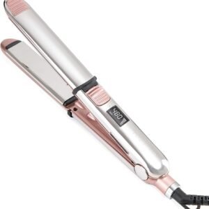 2-in-1 Titanium Ionic Flat Iron,Professional Hair Straightener & Curler, Fast Heating, Dual Voltage, Pink, for All Hair Types