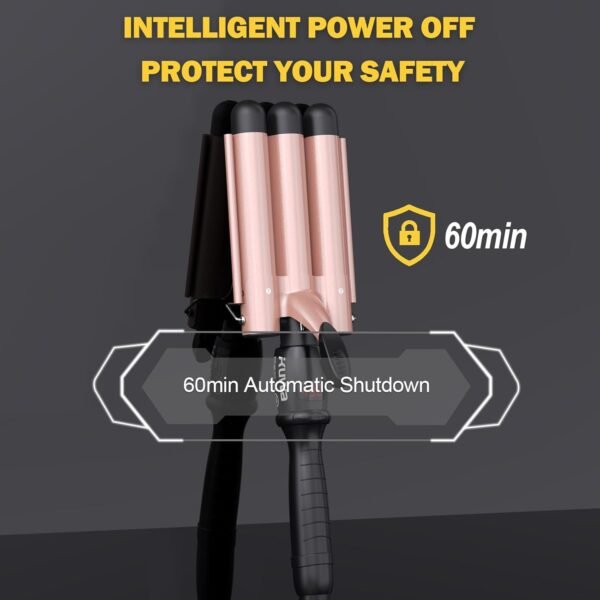 Crimper Hair Tool, 15 Variable Temperature with LCD Display Hair Crimper, Waver Hair Tool,3 Barrel Curling Iron, hairCrimper for Women,Long-Lasting Natural Tight Waves