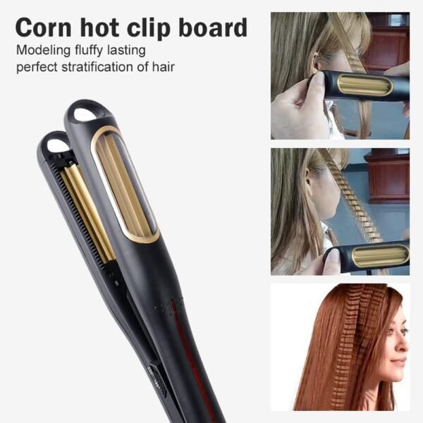 Auto Hair Crimping Iron - Volumizing Fluffy Hairstyle Curler, Corrugation Crimper, Anti Static - Adjustable Temperature for All Hair Types