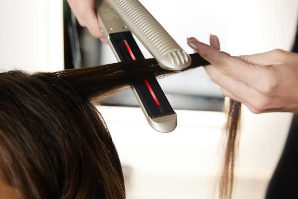 Spa Styler Straight + Wave Flat Iron Hair Straightener and Curler 2 in 1 - Advanced Japanese Technology, Dual Voltage, Titanium Tourmaline Plates with Red Light Therapy, 5 Heat Settings (Gold)