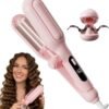 1&1.25 Inch Hair Crimper for Women - Curling Iron Waver Hair Tool to Adjustable Groove - Rizadora para Cabello - Anti-Scald Tech Hair Waver - Ionic Ceramic Coating for Long-Lasting,Fast Heating,Pink