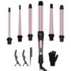 6 in 1 Wand Curling Iron Set, 3 Barrel Curling Wand Set with Thermal Brush (1.5") and 5 Interchangeable Ceramic Hair Wand Curler (0.35"-1.25"), Home Travel Multi Curl, 2 Temp 30S Instant Heat Up