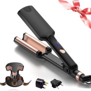 Crimper Hair Tool, Mini Hair Crimper for Women Heating up 390°F, Waver Curling Iron with Negative Ions, Double Voltage Crimping Iron for All Style (9.5 Inch/1.5 Inch)