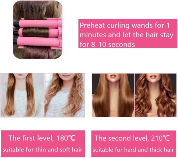 Hair Curling Iron 1 inch 3 Barrel Hair Crimper Ceramic Two Gear Temperature Control Hair Waving Styling Tools