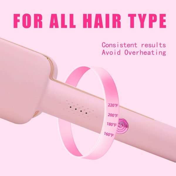 Waver Curling Iron Hair Crimper, Ionic Deep Waver Hair Curler Tool, Beach Waver Curling Wand, 2 in 1 straightener and curler with Ceramic 3 Barrel for Women, Dual Voltage, Anti-Scald, 1.25 Inch (Pink)