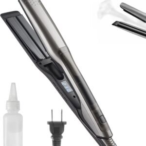 Hair Straightener and Curling Iron 2-in-1 Hair Straightener with Steam Styling Tool for Hair Straightening and Curls 2026 New Grey Ceramic Straightener and Curling Iron for Straight Curly