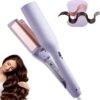 Waver Curling Iron, 4 Adjustable Temp Crimper Hair Tool with 2 Ceramic Barrels, Anti-Scald, 15S Fast Heating, 1.25 Inch Crimper Hair Iron for Wide Deep Waves