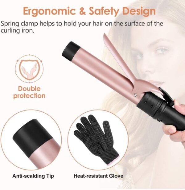6-in-1 Curling Iron, Professional Instant Heat Up Hair Curling Wand Set with 6 Interchangeable Ceramic Barrels (0.35'' to 1.25'') and 2 Temperature Adjustments, Heat Protective Glove & 2 Clips