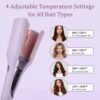 Waver Curling Iron, 4 Adjustable Temp Crimper Hair Tool with 2 Ceramic Barrels, Anti-Scald, 15S Fast Heating, 1.25 Inch Crimper Hair Iron for Wide Deep Waves