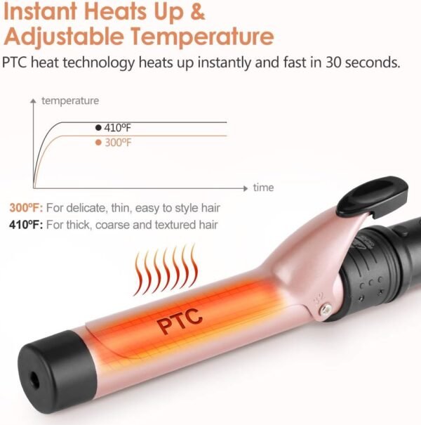 6-in-1 Curling Iron, Professional Instant Heat Up Hair Curling Wand Set with 6 Interchangeable Ceramic Barrels (0.35'' to 1.25'') and 2 Temperature Adjustments, Heat Protective Glove & 2 Clips