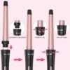 Curling Wand Set, Curling Iron Interchangeable 3 Barrel Wand Curler with Ceramic Tourmaline Professional 5 in 1 Wand Curling Iron,for Women with Curler and Waver