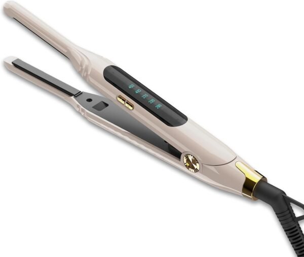 Pencil Flat Iron 3/10'' Small Flat Irons for Short Hair,Pixie Cut & Bangs,Hair Straightener for Edge with LED Display,Travel Mini Hair Straightener with Dual Voltage,Auto Shut Off（Black）