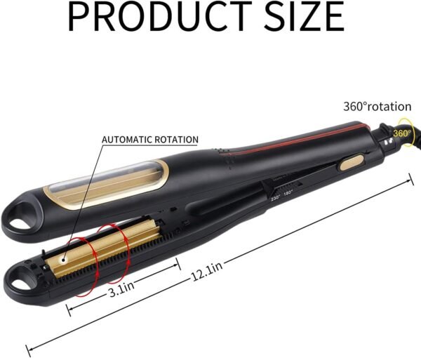 Auto Hair Crimping Iron - Volumizing Fluffy Hairstyle Curler, Corrugation Crimper, Anti Static - Adjustable Temperature for All Hair Types