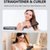 Hair Crimper Waver, Professional Hair Straightener Beach Waves Curling with 4 Interchangeable Ceramic Plates | Auto Temp Control for All Hair Types | Quick Heat Wide Plate Styling Tool & Straightener