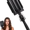 Hair Waver 1.25" - 3 Barrel Curling Iron 1 1/4 Inch, Ceramic Barrel Waver for Thick, Thin, Long, or Short Hair - 1.25", Black with Glove
