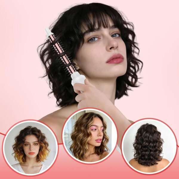 Heated Round Brush, Ceramic Tourmaline Ion 1/2 inch Curling Iron, Hot for Fluffy Thermal Brush Curling Wand, Suitable for All Hair Types Tool (White, 0.5 inch)