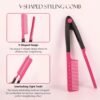 Hair Straightening Set - 2-Pack Flat Iron Comb for Beautiful Tresses, Straightener With Firm Grip, Ideal for Knotty Hair, Styling, Pink