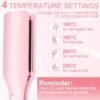 Hair Crimper, Waver Curling Iron Hair Styling Tool with Negative Ionic Technology Crimper Hair Tool for Creating Smooth Waves, French Anti-Scald Wave 32mm Curling Iron for Short Hiar, Pink