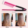 Hair Straightening Set - 2-Pack Flat Iron Comb for Beautiful Tresses, Straightener With Firm Grip, Ideal for Knotty Hair, Styling, Pink
