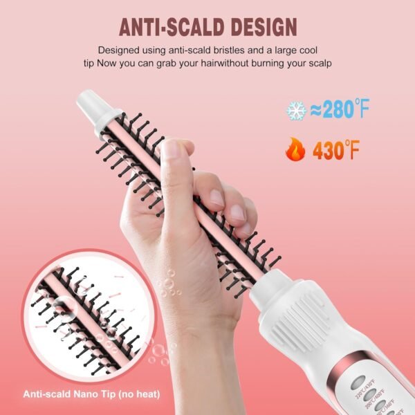 Heated Round Brush, Ceramic Tourmaline Ion 1/2 inch Curling Iron, Hot for Fluffy Thermal Brush Curling Wand, Suitable for All Hair Types Tool (White, 0.5 inch)