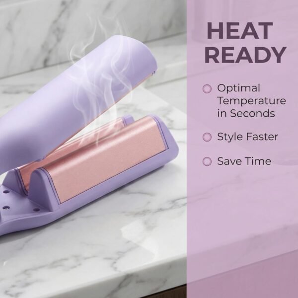 Waver Curling Iron Hair Crimper, 1.25 Inch Ionic Wavy Hair Curler with Ceramic 2 Barrel, Fast Heating Crimper Hair Iron for Wide Deep Waves for Short Long Hair